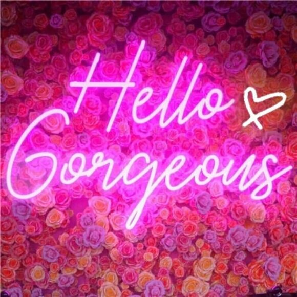 Hello Gorgeous Neon Sign Pink LED Light Home Wedding Birthday Party Wall Decor - Picture 2 of 8